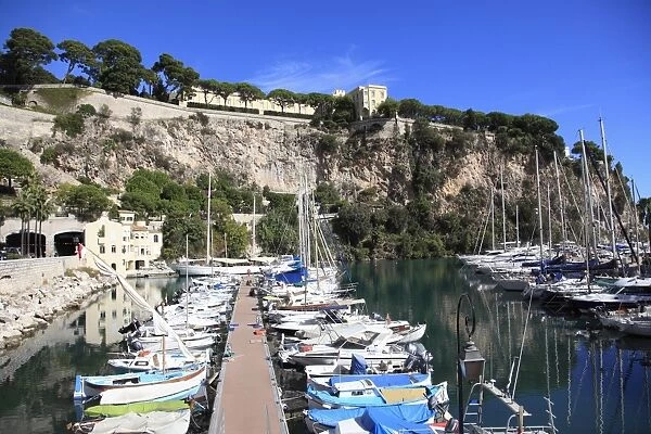 Port de Fontvieille, Fontvieille Harbor, The Rock, Grimaldi Palace, Royal Palace, Monaco, Cote d Azur, Mediterranean, Europe