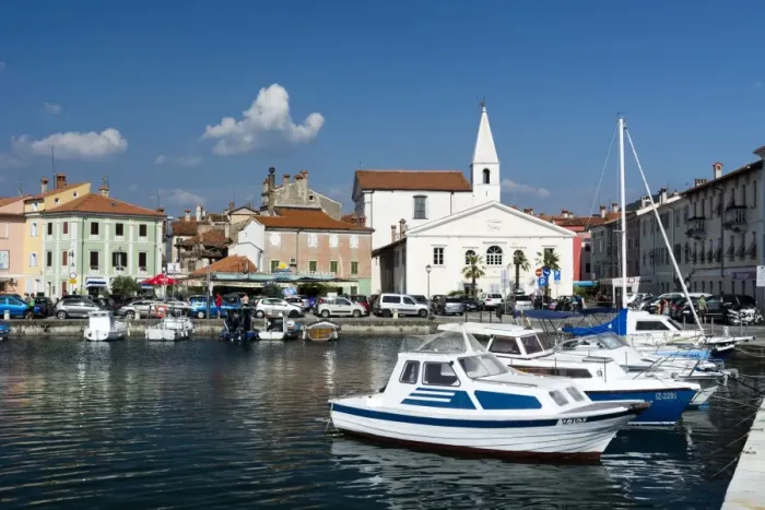 Framed Print : The port of Isola surrounded by the old town, Isola, Slovenia, Europe Framed Print : The port of Isola surrounded by the old town, Isola, Slovenia, Europe