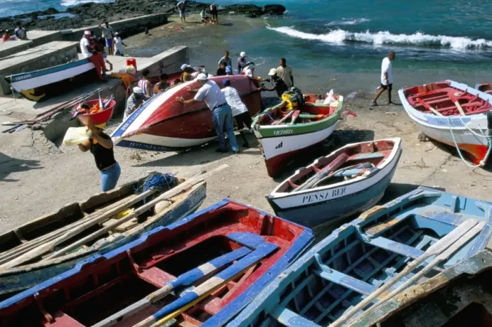 Framed Print : Port of Ribeira Grande, north coat, island of Santo Antao, Cape Verde Islands, Africa