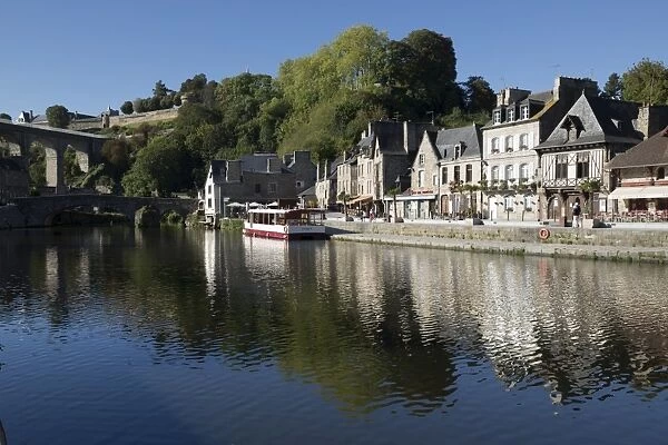 The port and River Rance, Dinan, Cotes d Armor, Brittany, France, Europe