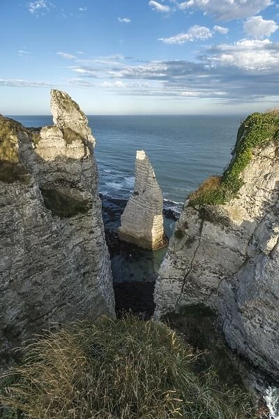 Porte d Aval pinnacle, Etretat, Normandy, France, Europe