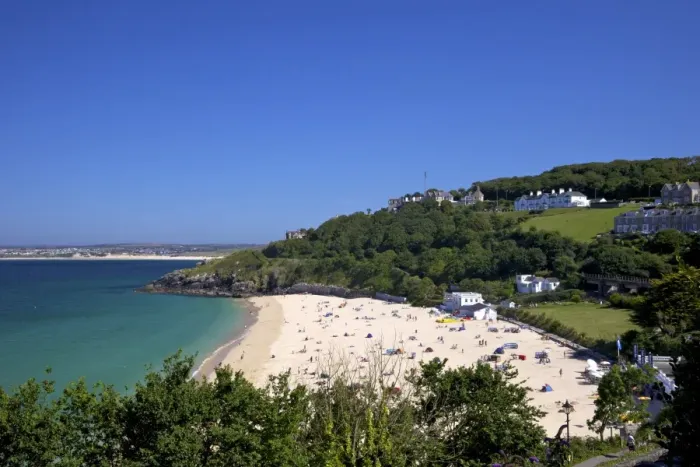 Framed Print : Porthminster beach in summer sunshine, St. Ives, West Penwith, Cornwall Framed Print : Porthminster beach in summer sunshine, St. Ives, West Penwith, Cornwall