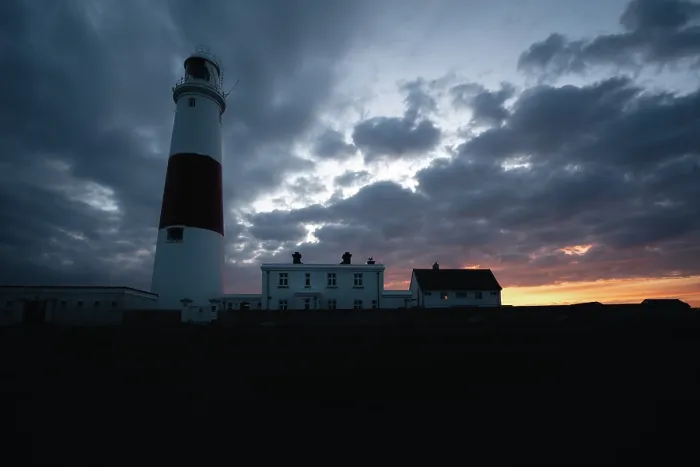 Framed Print : Portland Bill Lighthouse with sunset behind, Portland, Dorset, UK Framed Print : Portland Bill Lighthouse with sunset behind, Portland, Dorset, UK