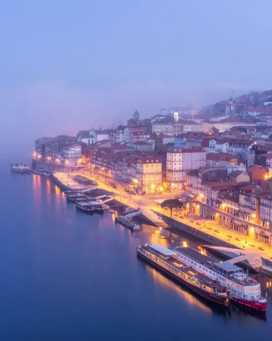 Framed Print : Porto with an early morning sea fog in the background, Porto, Portugal, Europe