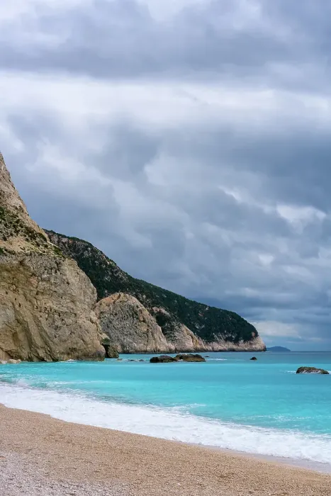 Framed Print : Porto Katsiki beach with turquoise water on a cloudy day, Lefkada island, Ionian Islands, Greek Islands, Greece Framed Print : Porto Katsiki beach with turquoise water on a cloudy day, Lefkada island, Ionian Islands, Greek Islands, Greece