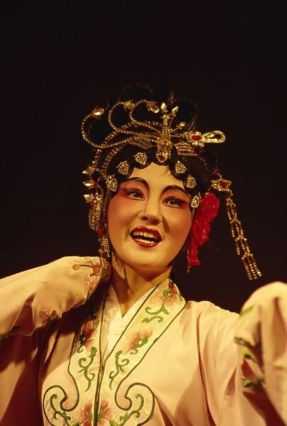 Portrait of an actor performing a Chinese play during the Hungry Ghost festival celebrations at Causeway Bay, Hong Kong