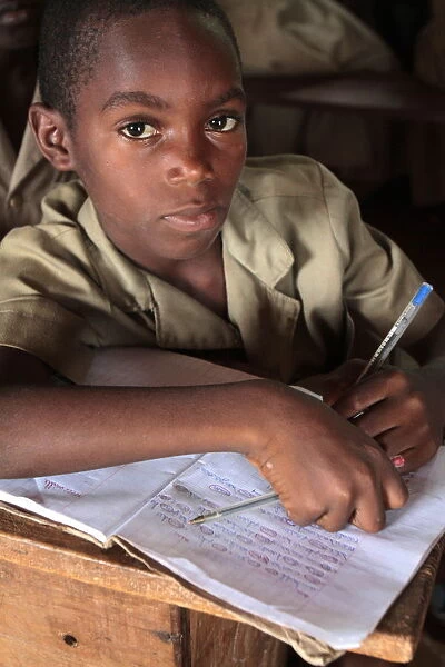 Portrait of an African schoolboy, Hevie, Benin, West Africa, Africa