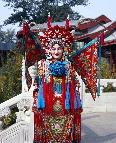 Portrait of Beijing opera performer in costume, Beijing, China, Asia