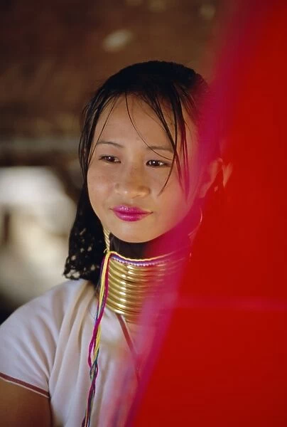 Portrait of a long necked Padaung tribe woman