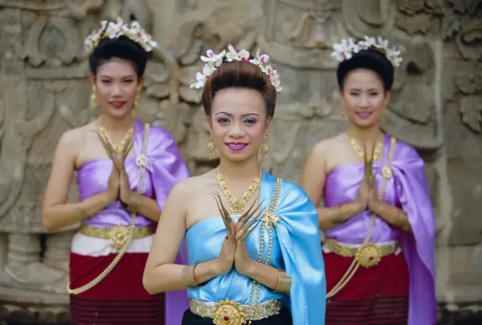 Framed Print : Portrait of three traditional Thai dancers Framed Print : Portrait of three traditional Thai dancers