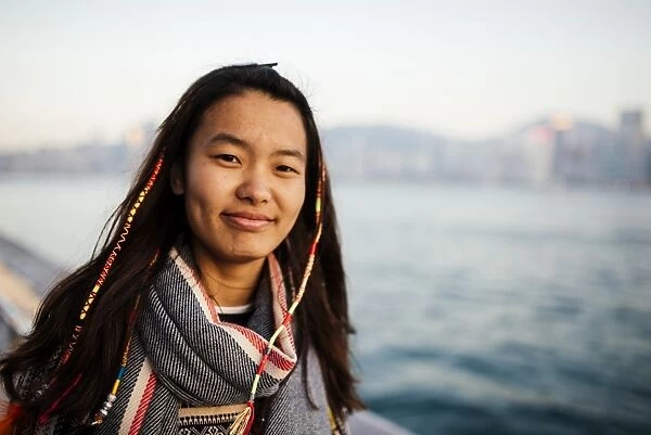 Portrait of young woman, Avenue of Stars, Tsim Sha Tsui Waterfront, Kowloon, Hong Kong