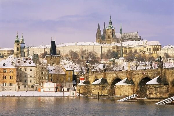 Prague Castle, Charles Bridge, Vltava River and suburb of Mala Strana, Prague