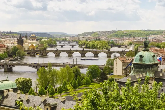Framed Print : Prague cityscape looking down the Vltava River, Prague, Czech Republic, Europe Framed Print : Prague cityscape looking down the Vltava River, Prague, Czech Republic, Europe