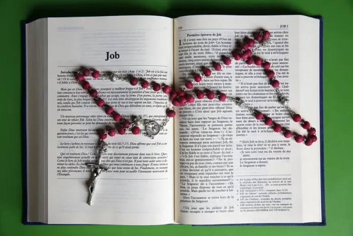 Framed Print : Prayer beads over an open Bible, Eure, France, Europe Framed Print : Prayer beads over an open Bible, Eure, France, Europe