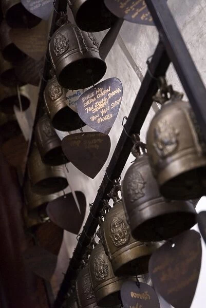 Prayer bells in temple, Pratunam, Bangkok, Thailand, Southeast Asia, Asia