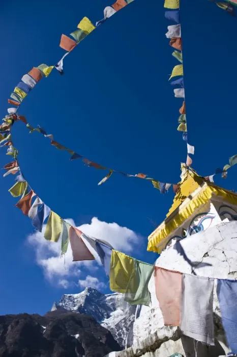 Framed Print : Prayer flags and Buddhist stupa, Namche Bazaar, Solu Khumbu Region, Nepal, Himalayas, Asia Framed Print : Prayer flags and Buddhist stupa, Namche Bazaar, Solu Khumbu Region, Nepal, Himalayas, Asia