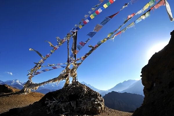 Prayer flags, Mustang, Nepal, Himalayas, Asia