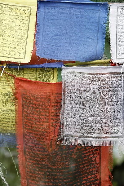 Prayer flags, Swayambhunath Temple, Kathmandu, Nepal, Asia