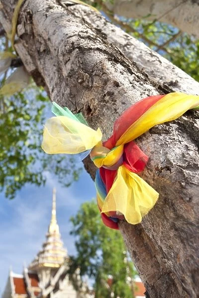 Prayer ribbon, Karon Beach, Buddhist Temple, Phuket Island, Phuket, Thailand, Southeast Asia, Asia