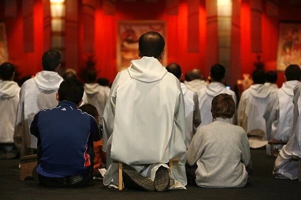 Prayer at Taize meeting, Geneva, Switzerland, Europe