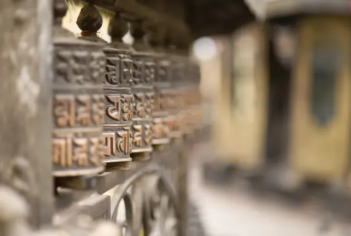 Framed Print : Prayer wheels, Swayambhu (Monkey Temple), Kathmandu, Nepal, Asia