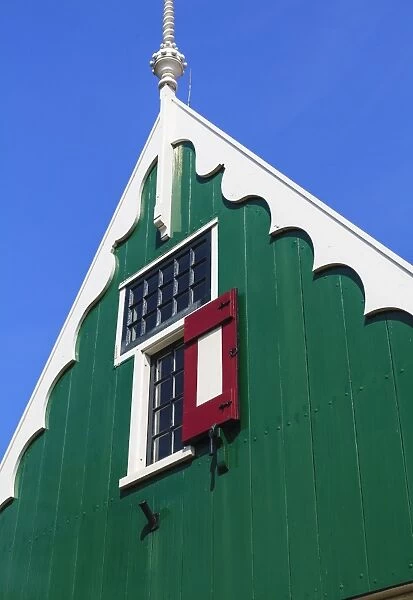 Preserved historic house in Zaanse Schans, a village and working museum on the banks of the river Zaan, near Amsterdam, Zaandam, North Holland, Netherlands, Europe