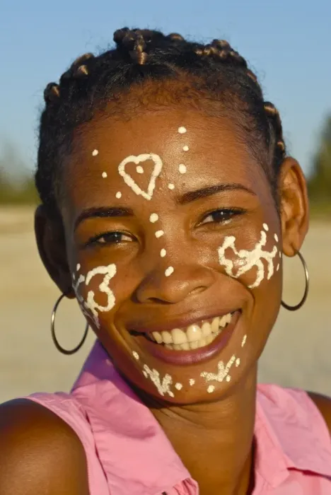 Framed Print : Pretty Madagascan girl with traditional paint on her face, Morondave, Madagascar, Africa