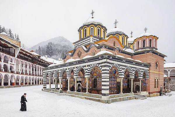 A priest at the Church of the Nativity of the Virgin Mother at Rila Monastery, UNESCO