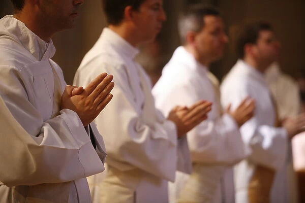 Priest Ordination Mass in Saint-Jean cathedral, Lyon, Rhone, France, Europe