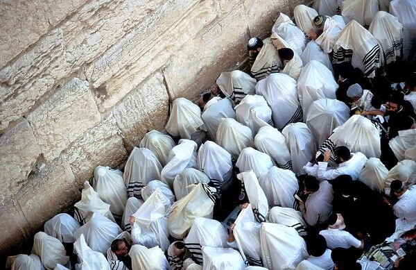The Priestly Blessing Ceremony by the Western Wall at Succot, Old City, Jerusalem, Israel