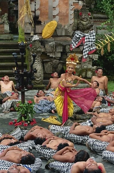 Princess Sita and performers of the Kecak Dance, Bali, Indonesia, Southeast Asia, Asia
