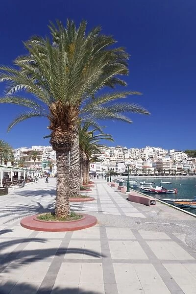 Promenade on seaside, Sitia, Eastern Crete, Crete, Greek Islands, Greece, Europe