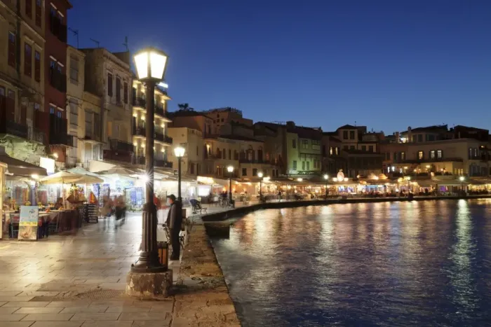 Framed Print : Promenade at Venetian Port, Chania, Crete, Greek Islands, Greece, Europe Framed Print : Promenade at Venetian Port, Chania, Crete, Greek Islands, Greece, Europe