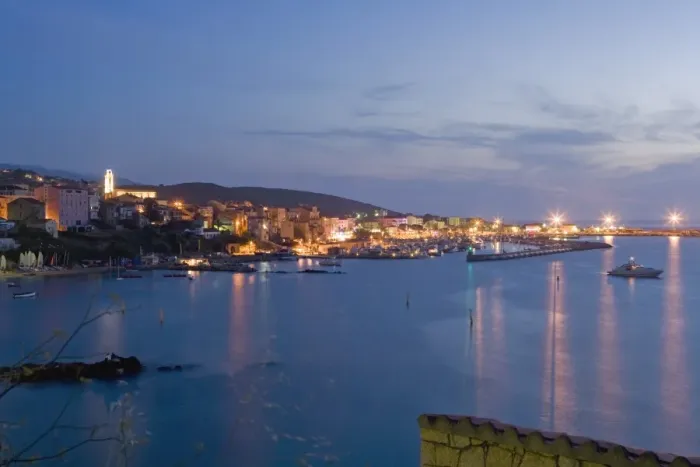 Framed Print : Propriano at dusk, Valinco region, Corsica, France, Mediterranean, Europe