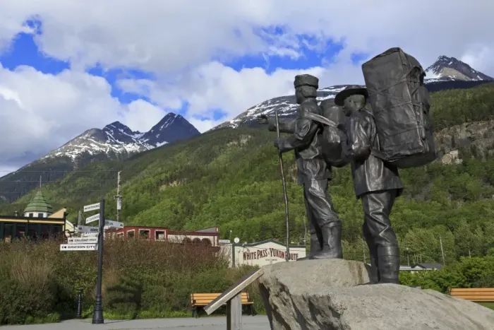 Framed Print : Prospector and Guide Monument, Skagway, Alaska, United States of America, North America Framed Print : Prospector and Guide Monument, Skagway, Alaska, United States of America, North America