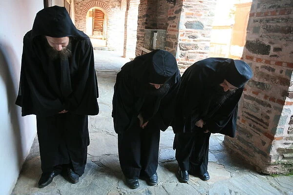 Prosternation at Koutloumoussiou monastery on Mount Athos, Greece, Europe