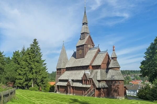 Protestant Gustav Adolf Stave Church, Hahnenklee, Harz, Lower Saxony, Germany, Europe