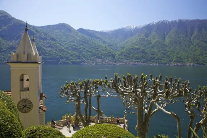 Framed Print : Pruned plane trees and chapel of Villa Balbianello, in spring sunshine, Lenno, Lake Como, Lombardy, Italian Lakes, Italy, Europe Framed Print : Pruned plane trees and chapel of Villa Balbianello, in spring sunshine, Lenno, Lake Como, Lombardy, Italian Lakes, Italy, Europe