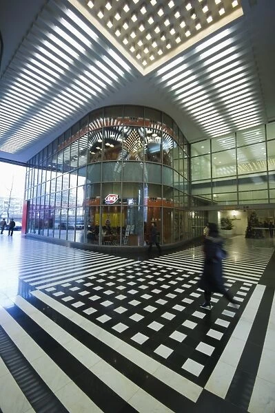 Psychedelic floor design in SOHO shopping area, Guomao, Beijing, China, Asia
