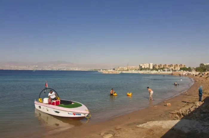Framed Print : Public beach in Aqaba, Jordan, Middle East Framed Print : Public beach in Aqaba, Jordan, Middle East
