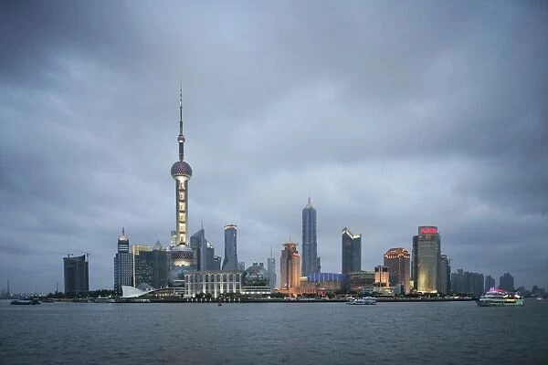 Pudong district and the Oriental Pearl Tower, Shanghai, China, Asia