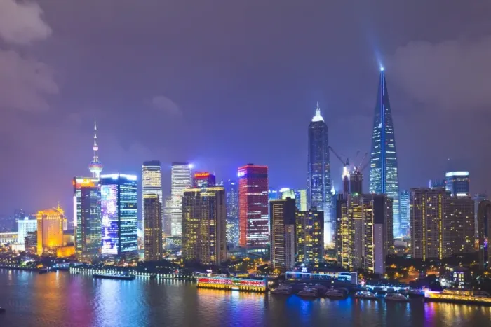 Framed Print : Pudong skyline at night across the Huangpu River, Shanghai, China, Asia Framed Print : Pudong skyline at night across the Huangpu River, Shanghai, China, Asia
