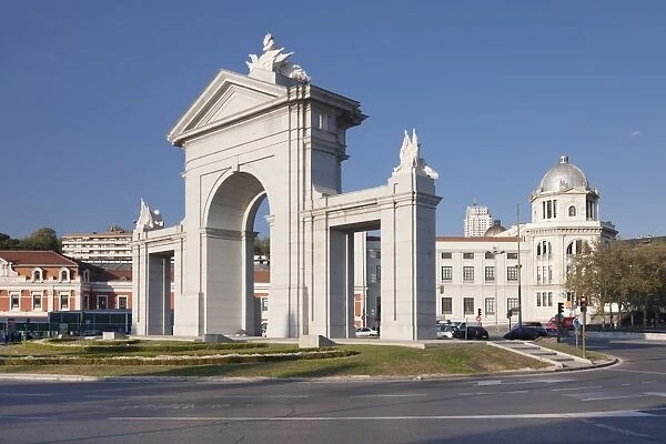 Puerta de San Vicente Gate with Principe Pio Station, Glorieta de San Vicente in the background