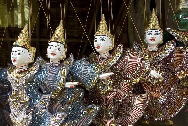 Puppets for sale, Bagan (Pagan), Myanmar (Burma), Asia