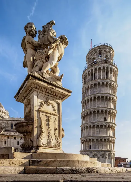Framed Print : Putti Fountain and Leaning Tower, Piazza dei Miracoli, UNESCO World Heritage Site Framed Print : Putti Fountain and Leaning Tower, Piazza dei Miracoli, UNESCO World Heritage Site