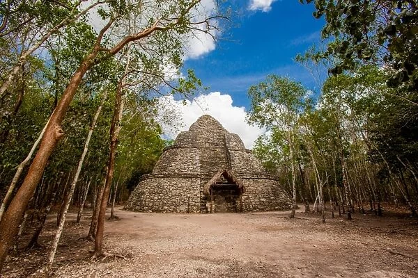 Pyramid in the Ancient Mayan ruins of Coba, outside of Tulum, Mexico, North America