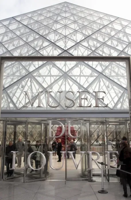 Framed Print : The Pyramid entrance to the Louvre, Paris, France, Europe