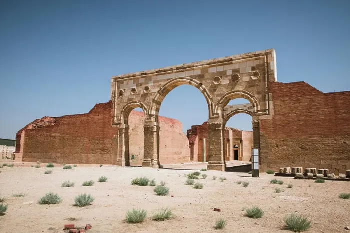 Framed Print : Qasr al-Mushatta desert castle facade with arches, Jordan, Middle East Framed Print : Qasr al-Mushatta desert castle facade with arches, Jordan, Middle East