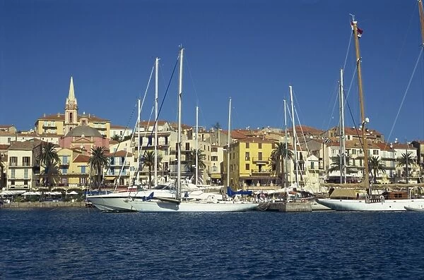 Quai Landry from the harbour, Calvi, Corsica, France, Mediterranean, Europe