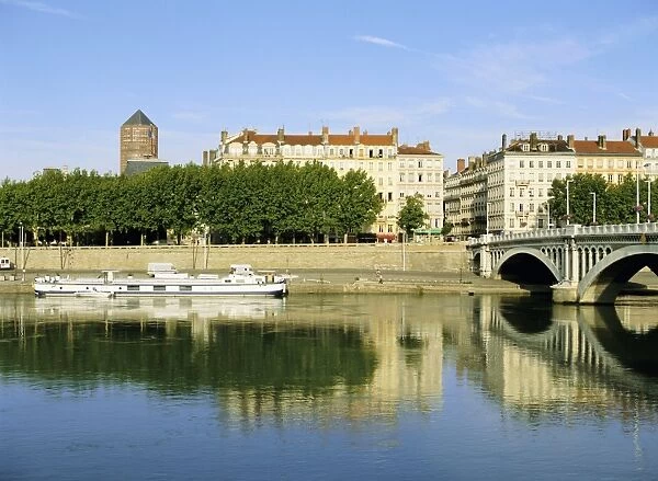 Quai Victor Augagneur on River Rhone, Lyon, Rhone Valley, France, Europe